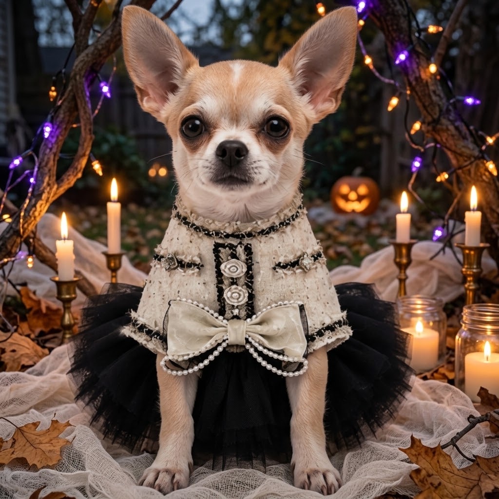 Elegant Black & Cream Dog Dress – Luxury Tulle Skirt for Special Occasions