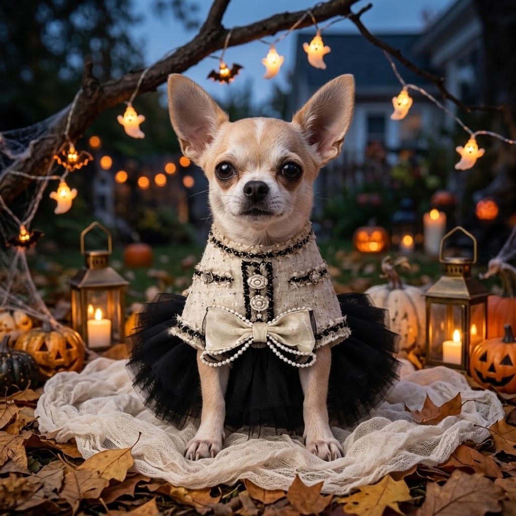 Elegant Black & Cream Dog Dress – Luxury Tulle Skirt for Special Occasions