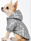 Dog Coat – Silver Hooded Rain Jacket