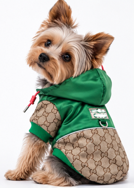 Dog Sweater – Green & Brown Hooded Jacket