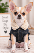 Cozy Denim Dog Jacket with Plush Sherpa Collar