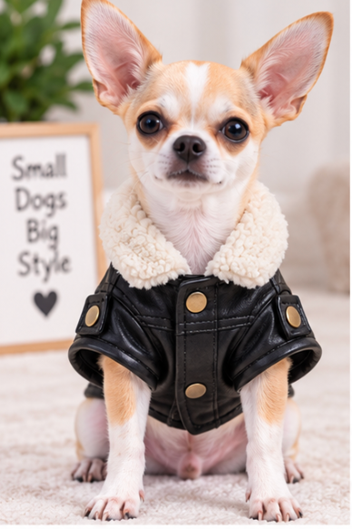 Black Leather Dog Jacket – Product Description