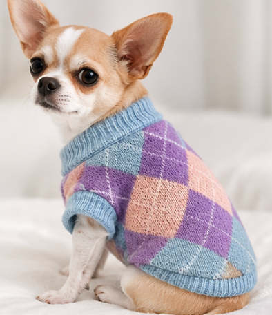 Argyle Knit Dog Sweater Description
