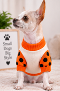 Orange & White Knit Dog Sweater – Fun Colorful Dog Clothing for Fall