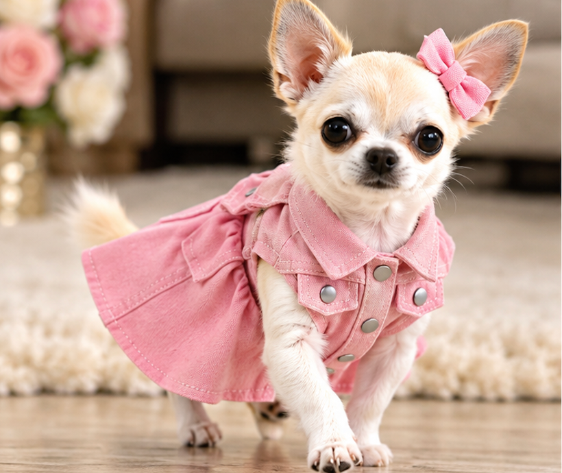 BCF Pink Denim Dog Dress