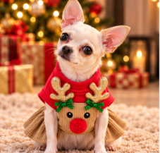Christmas Reindeer Dog Dress – Festive Holiday Outfit 🎄🐾