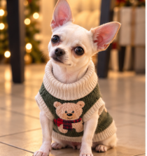 🐻 Christmas Teddy Bear Knitted Dog Sweater – Cozy Winter Style 🎄🐾
