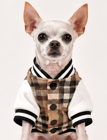 Dog Coat – Plaid Varsity Jacket