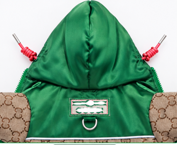 Dog Sweater – Green & Brown Hooded Jacket