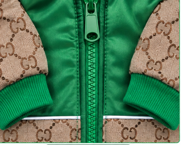 Dog Sweater – Green & Brown Hooded Jacket