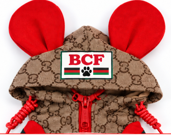 Dog Sweater – Red & Brown Hooded Jacket