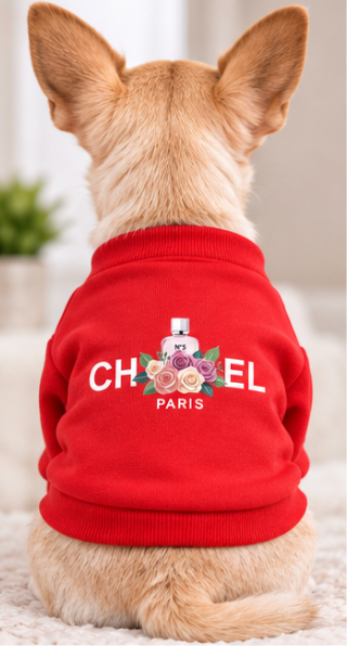 Product Description – Red Designer-Style Dog Sweatshirt