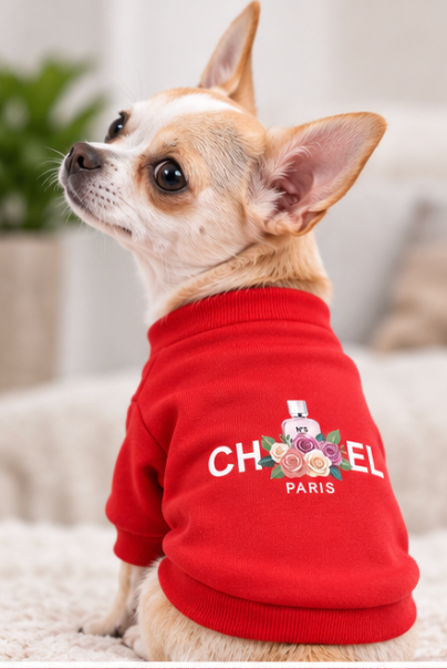 Product Description – Red Designer-Style Dog Sweatshirt