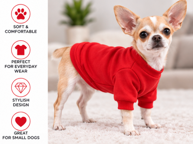 Product Description – Red Designer-Style Dog Sweatshirt
