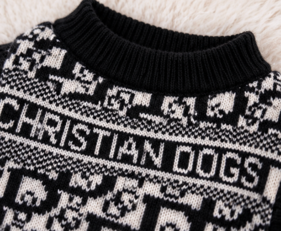 Black & White Designer-Style Dog Sweater Description