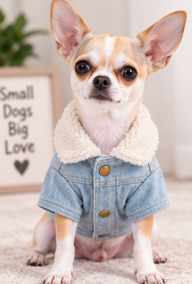 Cozy Denim Dog Jacket with Plush Sherpa Collar