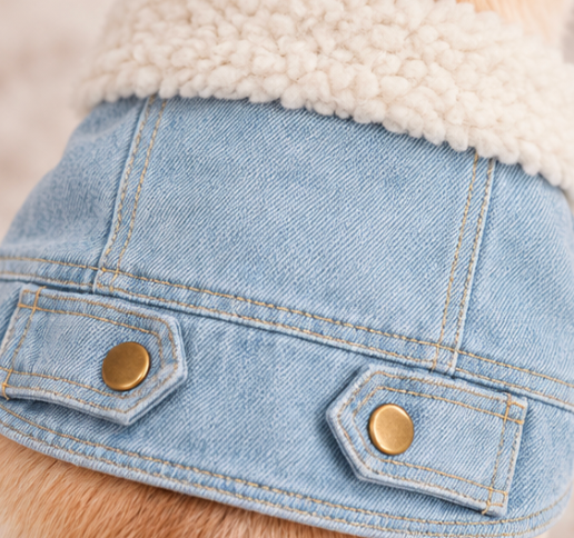 Cozy Denim Dog Jacket with Plush Sherpa Collar