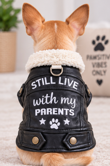 Black Leather Dog Jacket – Product Description