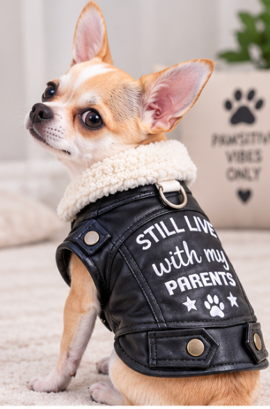 Black Leather Dog Jacket – Product Description