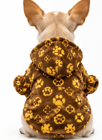 Brown Paw Print Dog Hoodie