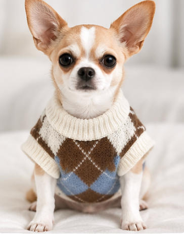 Argyle Knit Dog Sweater Description