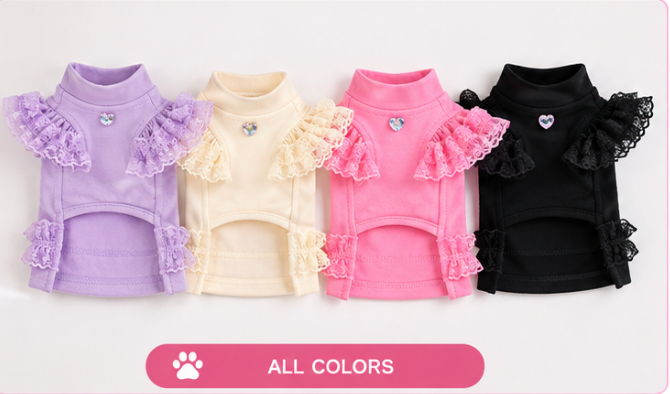 Product Description – Dog Lace Ruffle Dress
