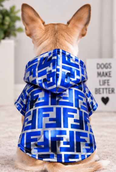 Dog Coat – Silver Hooded Rain Jacket