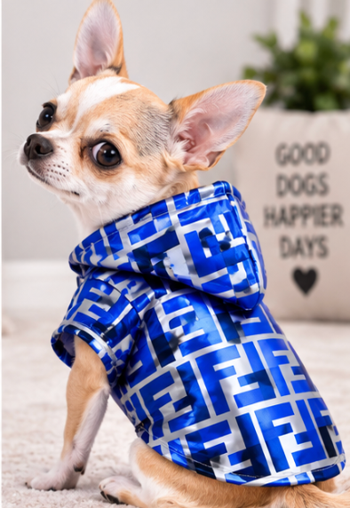 Dog Coat – Silver Hooded Rain Jacket