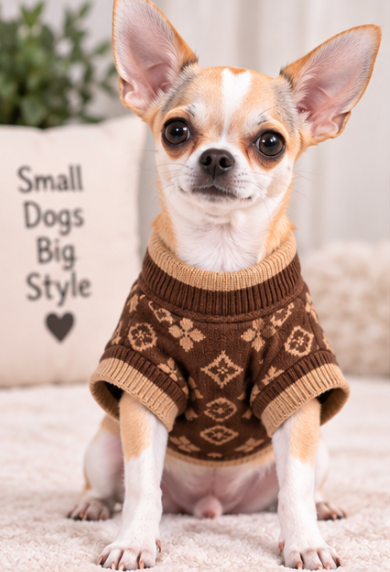 Dog Sweater – Brown & Blue Designer-Style