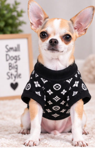 Dog Sweater – Brown & Blue Designer-Style