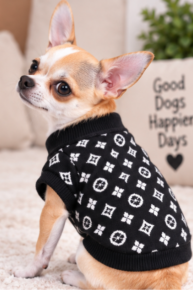 Dog Sweater – Brown & Blue Designer-Style