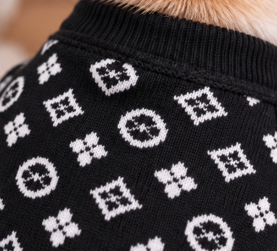 Dog Sweater – Brown & Blue Designer-Style