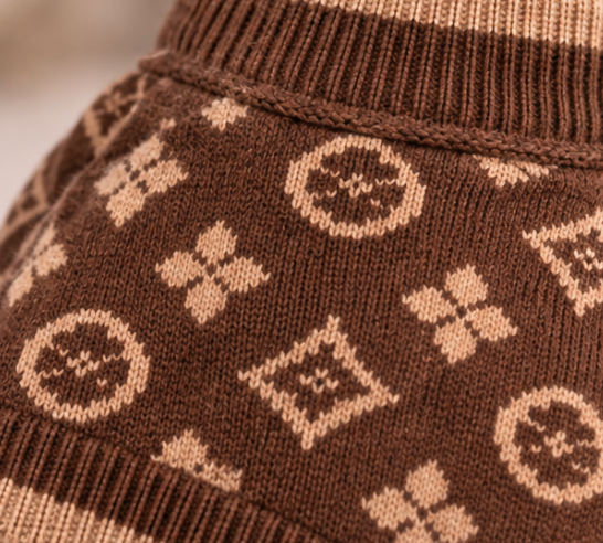 Dog Sweater – Brown & Blue Designer-Style