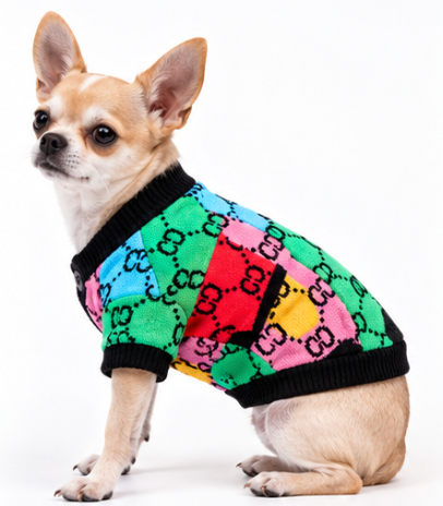 Colorful Designer-Style Dog Sweater
