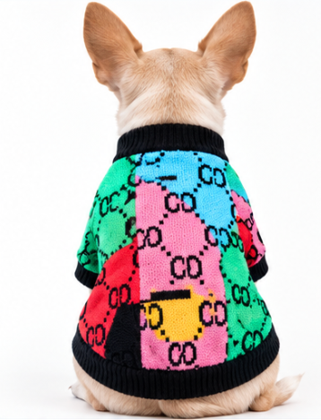 Colorful Designer-Style Dog Sweater
