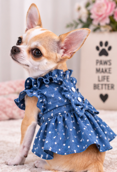 Denim Dog Dress – Cute Everyday Outfit for Small Dogs