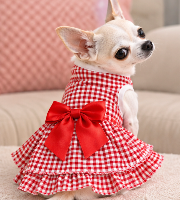BCF Red Gingham Princess Dog Dress