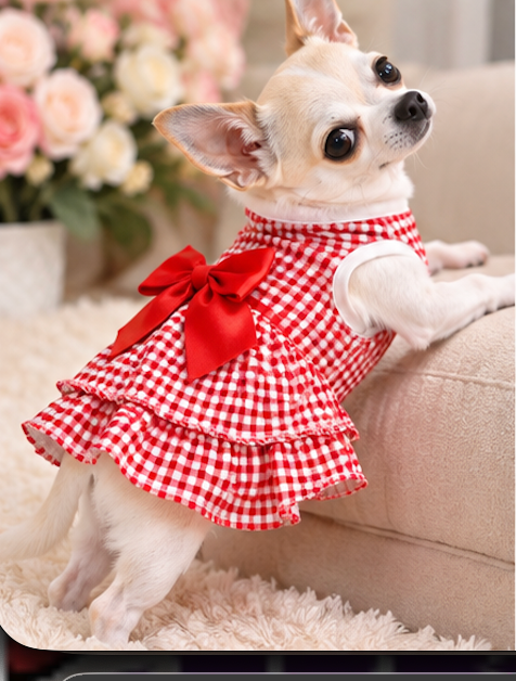 BCF Red Gingham Princess Dog Dress