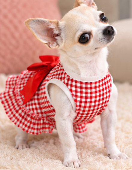 BCF Red Gingham Princess Dog Dress