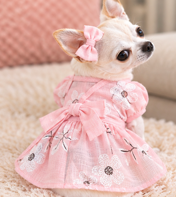 BCF Pink Floral Princess Dog Dress