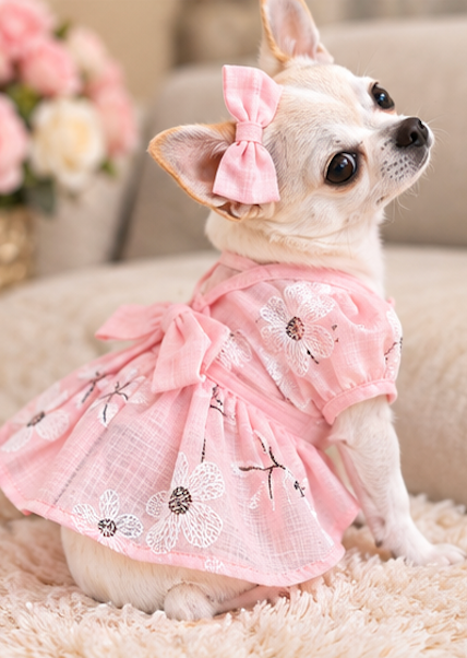 BCF Pink Floral Princess Dog Dress