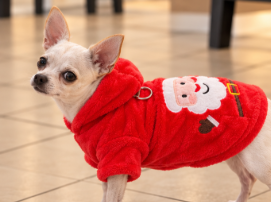 Santa Claus Fleece Dog Hoodie – Cozy Christmas Style