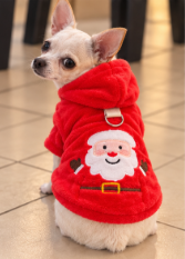 Santa Claus Fleece Dog Hoodie – Cozy Christmas Style