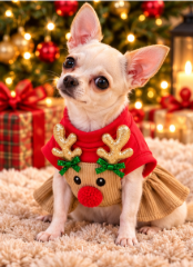 Christmas Reindeer Dog Dress – Festive Holiday Outfit 🎄🐾