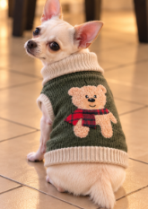 🐻 Christmas Teddy Bear Knitted Dog Sweater – Cozy Winter Style 🎄🐾