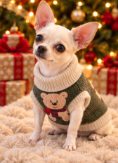 🐻 Christmas Teddy Bear Knitted Dog Sweater – Cozy Winter Style 🎄🐾