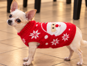 Santa Claus Knitted Dog Sweater – Christmas Edition 🎄🐾