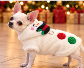 ⛄ Christmas Snowman Fleece Dog Jacket – Cozy Holiday Style 🎄🐾