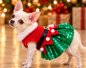 Santa Claus Dog Dress – Sparkling Christmas Party Outfit 🎄🐾