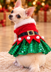 Santa Claus Dog Dress – Sparkling Christmas Party Outfit 🎄🐾